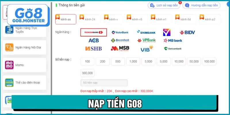 nạp tiền go8